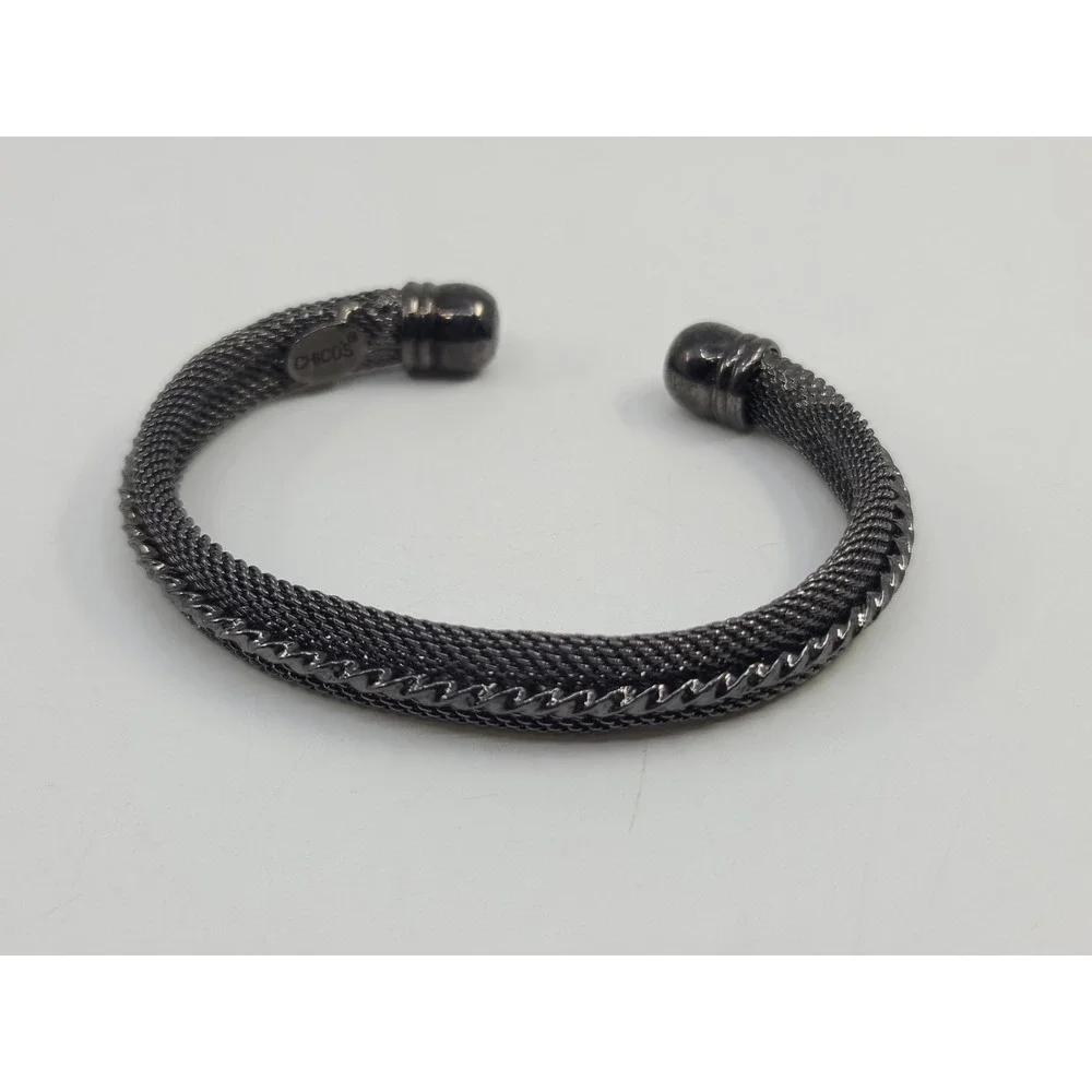 Chico's‎ Black Mesh Cuff Bangle Bracelet Mourning Jewelry Gunmetal Wire